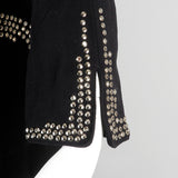 1990s Tadashi Curvy Black Skirt Suit with Silver Studs