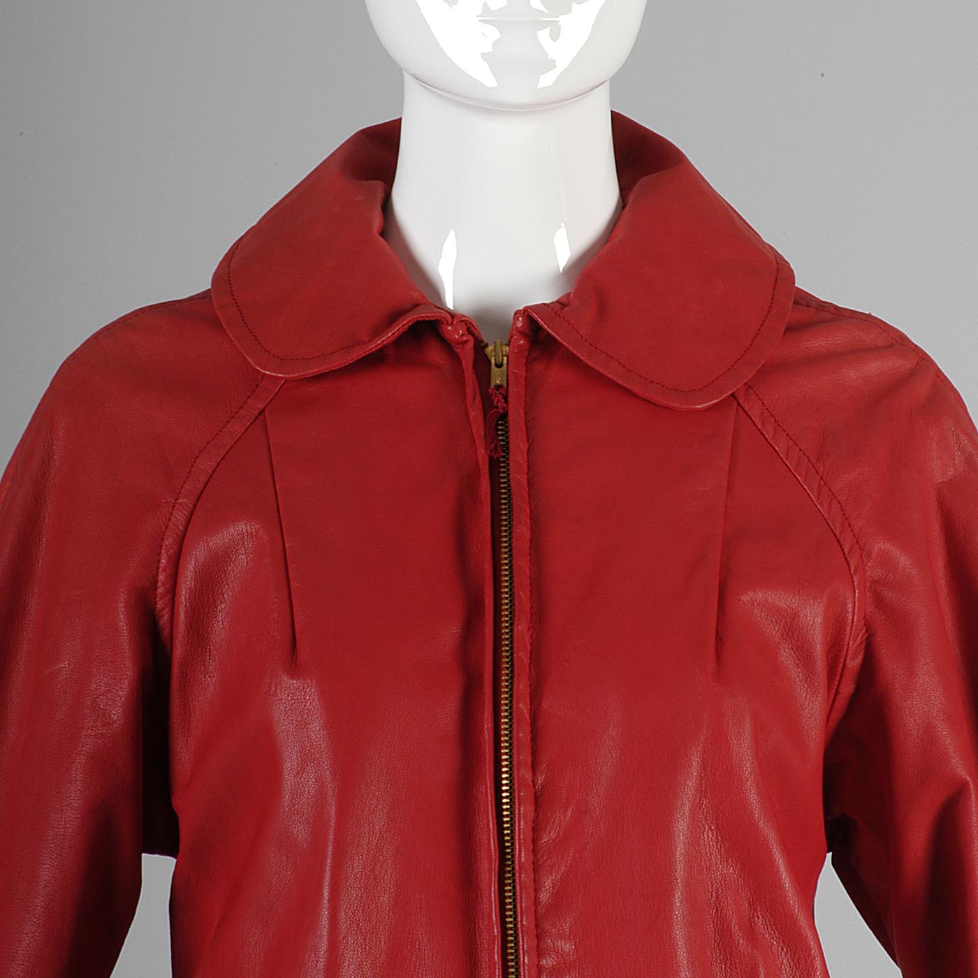 1960s Bright Lipstick Red Leather Jacket