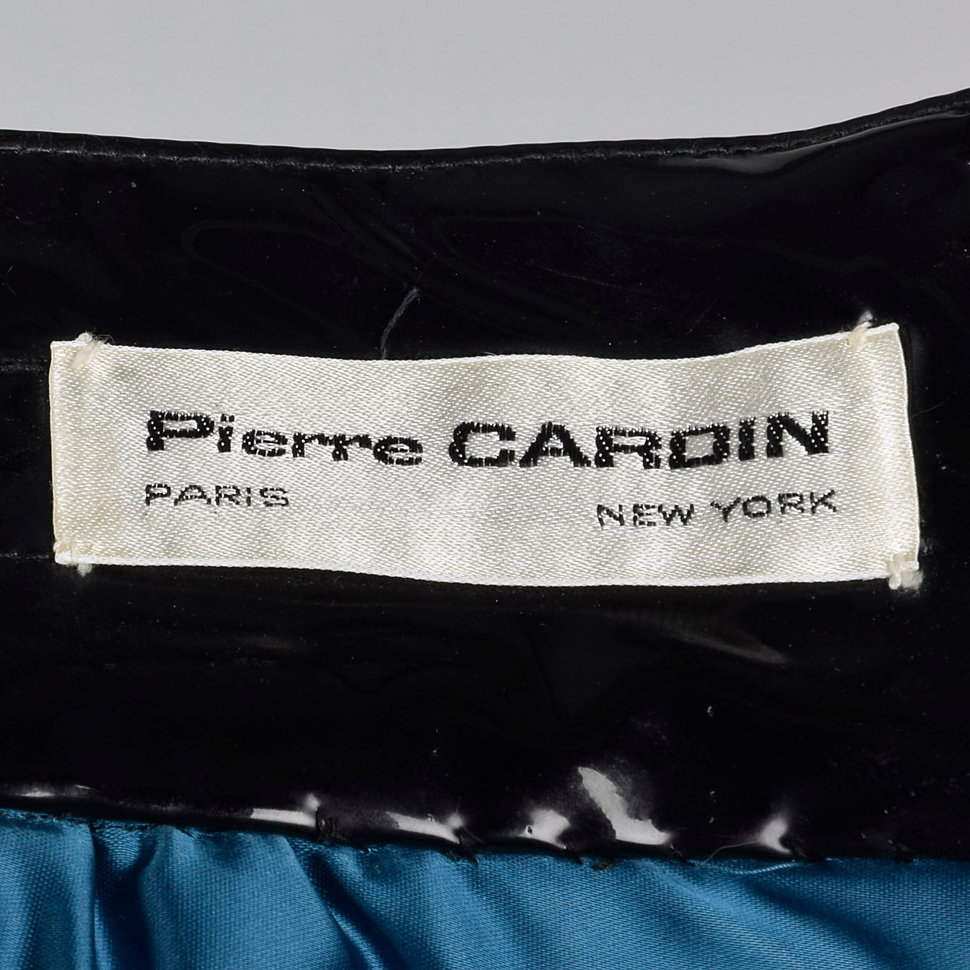 1960s Pierre Cardin Space Age Mod Blue Mohair and Black Vinyl Mini Skirt