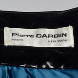 1960s Pierre Cardin Space Age Mod Blue Mohair and Black Vinyl Mini Skirt