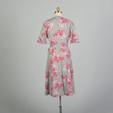 XXL 1950s Seersucker Wrap Dress Novelty Print Grey Hot Pink Casual Summer Day Dress House Dress