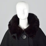 1950s Black Wool Coat with Mink Collar