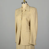 Small 1940s Cream Striped Skirt Suit
