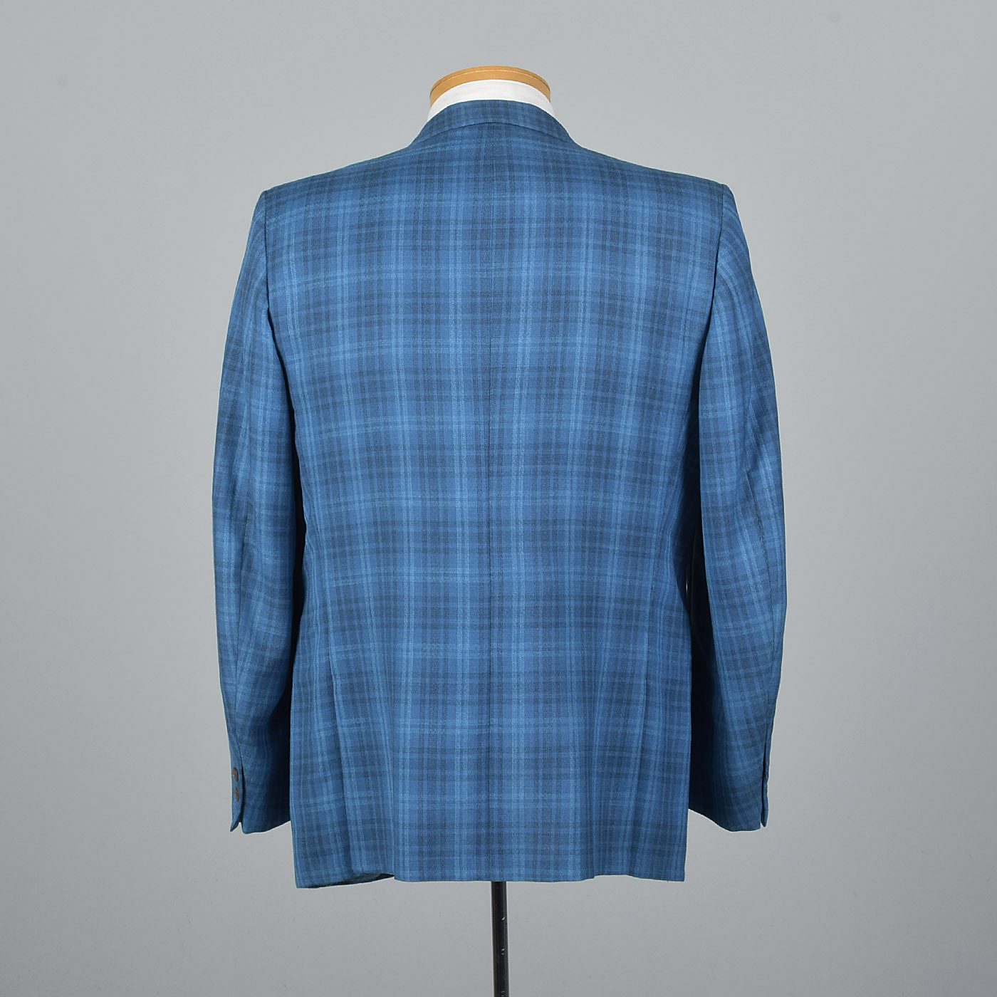 1950s Blue Plaid Jacket with Slim Lapel