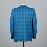 1950s Blue Plaid Jacket with Slim Lapel