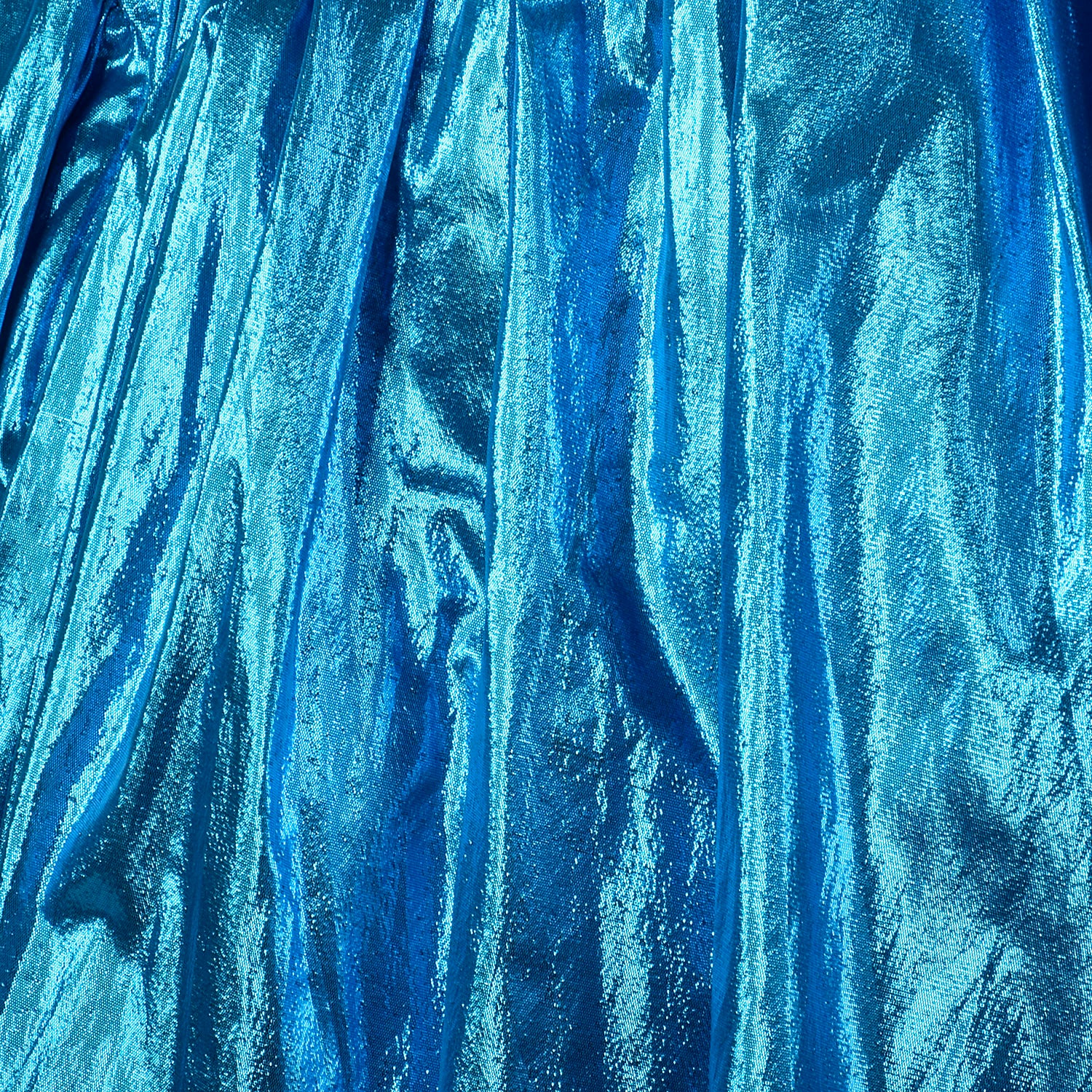 1980s Electric Blue Lame Prom Dress Full Length Formal Evening Gown Sequin Bodice