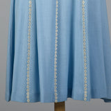 1950s Blue Dress with Floral Lace Trim