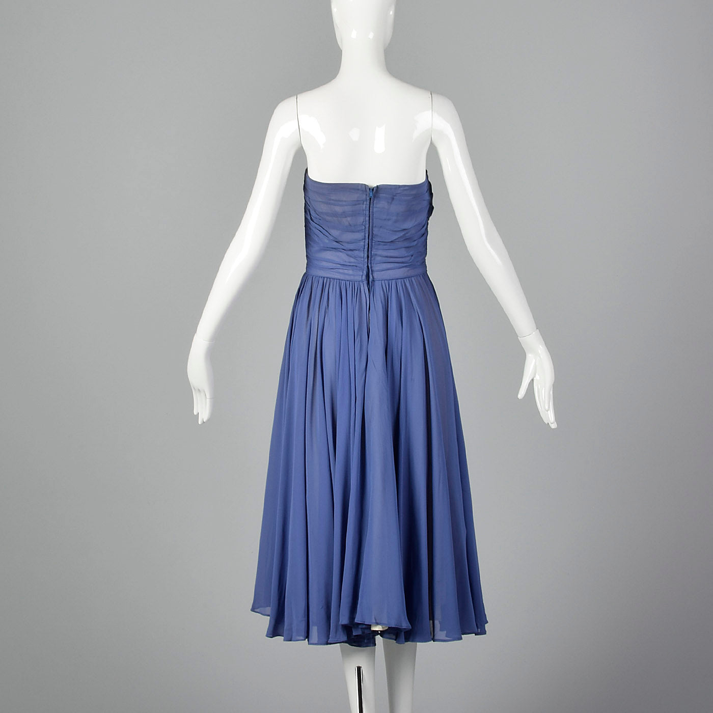 1950s Periwinkle Blue Chiffon Party Dress