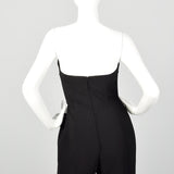 XS Thierry Mugler Sexy Black Strapless Wide Leg Jumpsuit