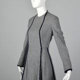 Medium Geoffrey Beene 1970s Navy Houndstooth Dress