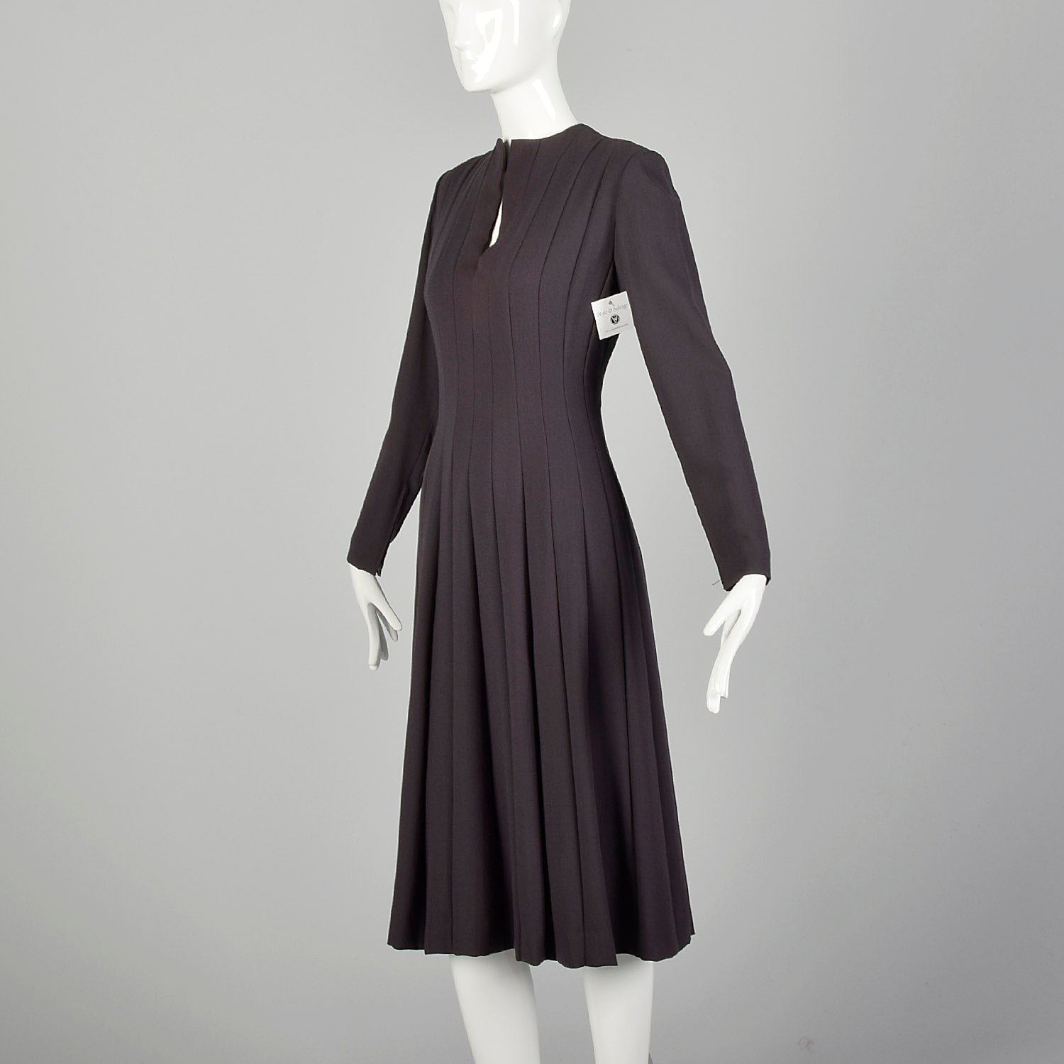 Large 1970s Pauline Trigere Long Sleeve Panel Dress