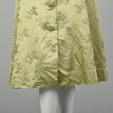 Medium 1960s Sage Green Asian Dress Hand Sewn Silk Frog Closures