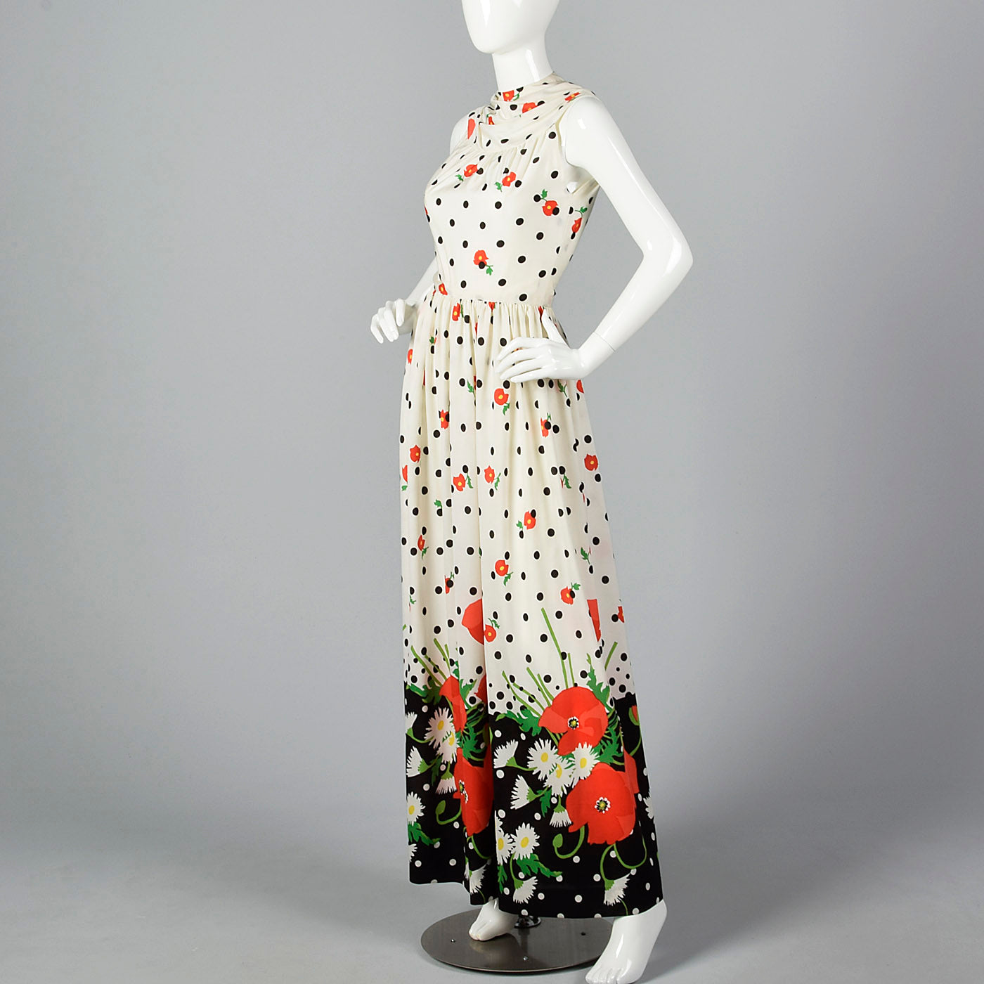 1960s Oscar de la Renta Poppy Print Palazzo Jumpsuit