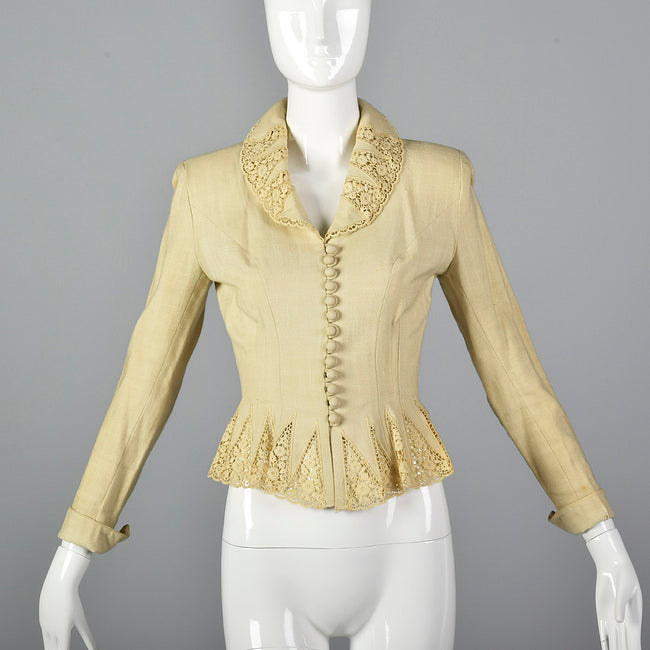 1950s Linen and Lace Jacket