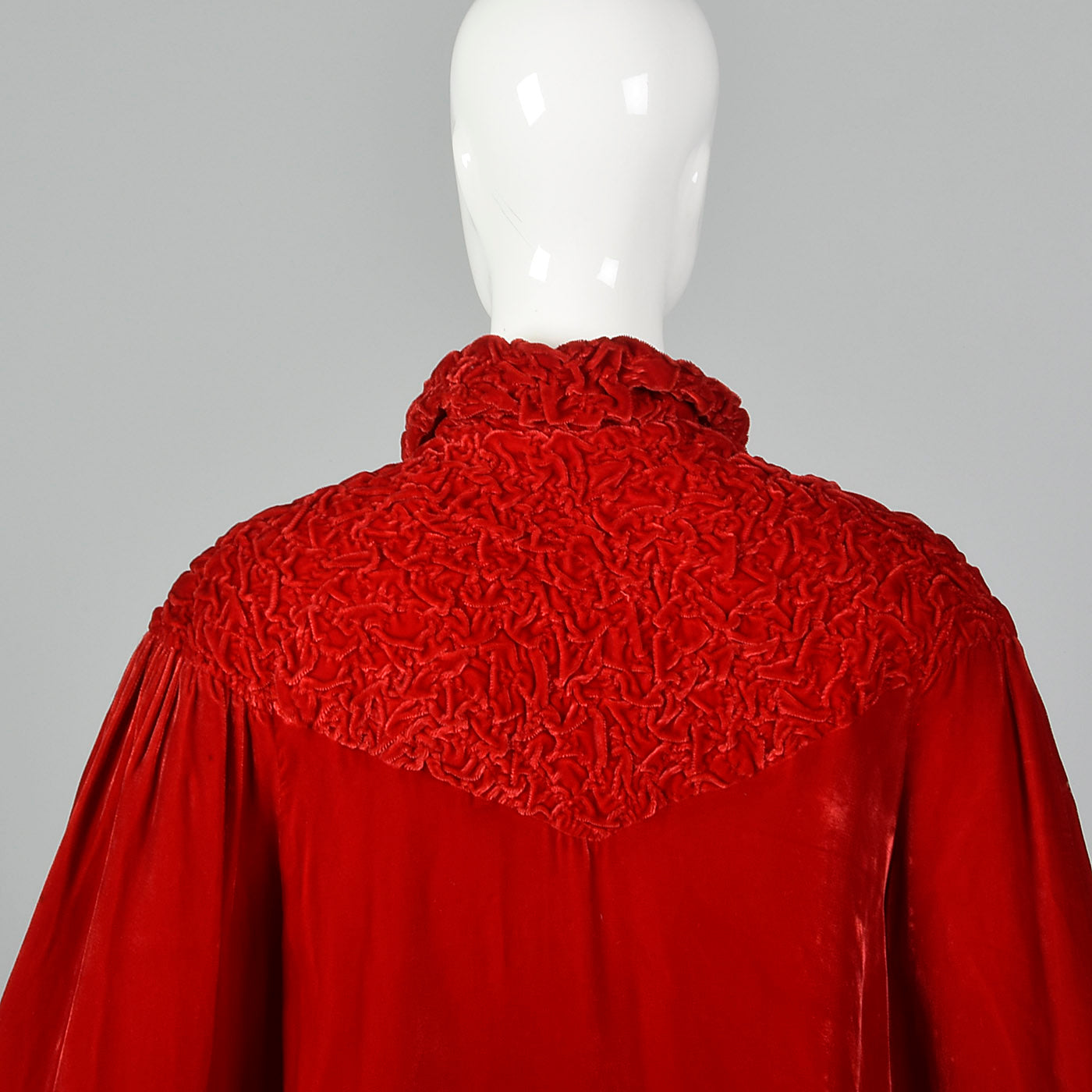1940s Lightweight Red Velvet Swing Coat
