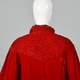 1940s Lightweight Red Velvet Swing Coat