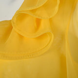 1970s Elegant Sheer Yellow Wrap Blouse