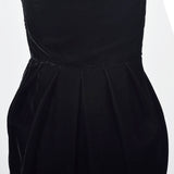 Timeless Lanvin Black Velvet Strapless Dress with Ivory Petal Bust
