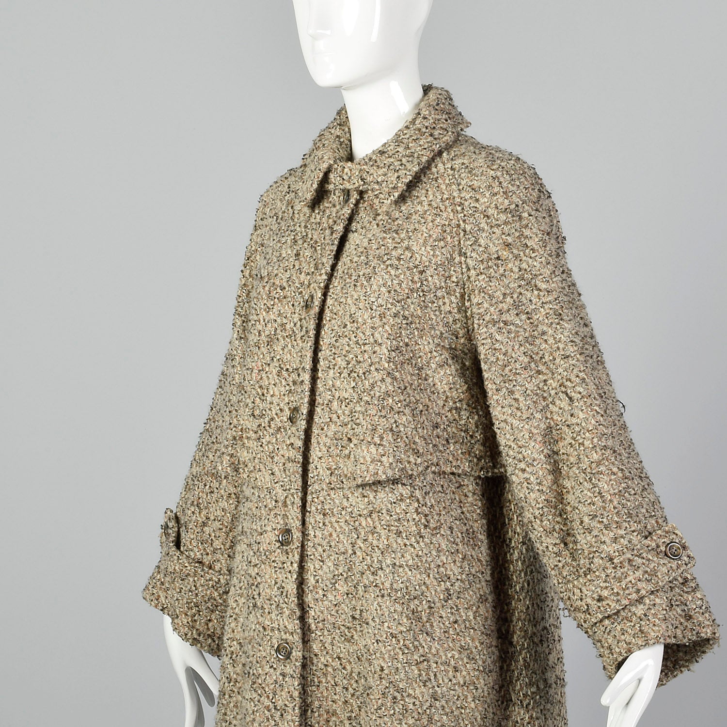 Large Geoffrey Beene for Gallant 1970s Tweed Coat