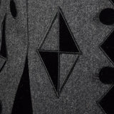 1980s Louis Feraud Gray Jacket with Geometric Velvet Appliques