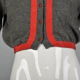 1950s Gray Cashmere Sweater with Red Trim