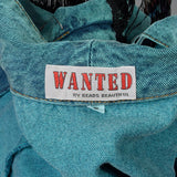 Medium Denim Jacket 1980s Bolero Fringe Jean Teal Southwestern