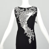 Small Theia Black Beaded Evening Gown Sexy Formal Sleeveless Dress