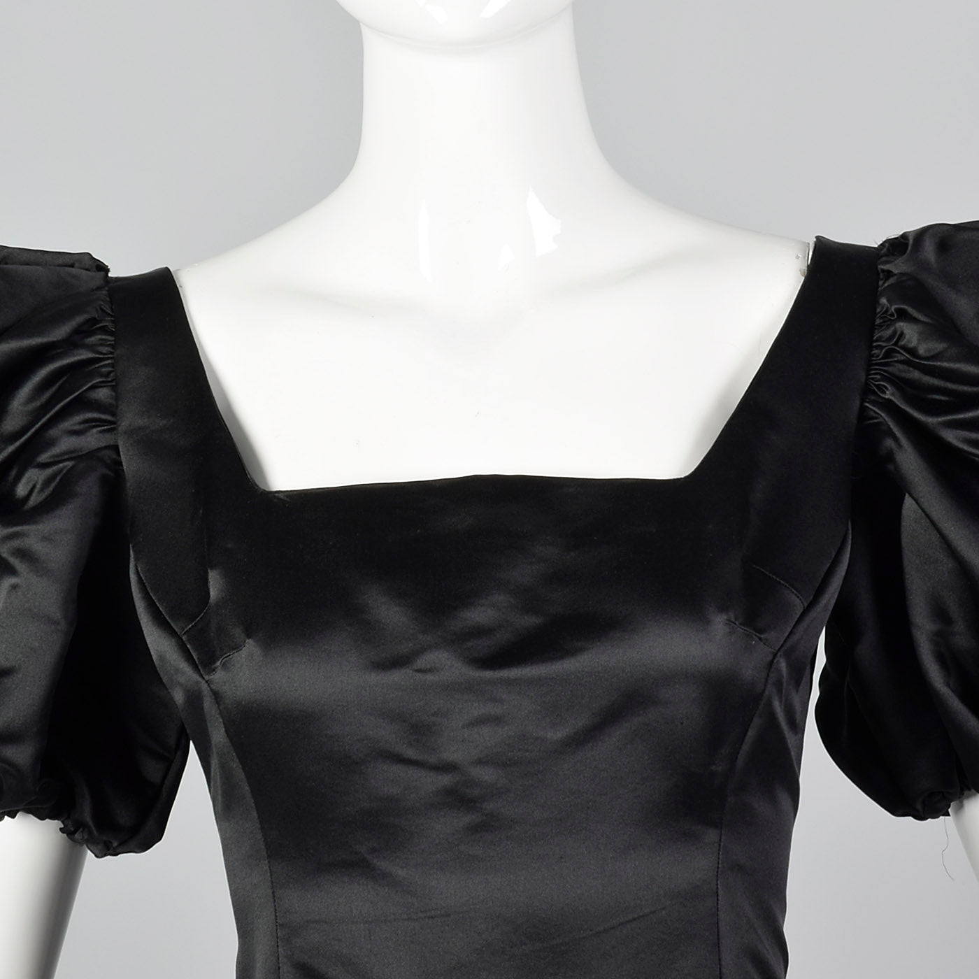 1980s Black Party Dress with Applique Full Circle Skirt