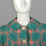 Small 1960s Green and Red Plaid Dress Set