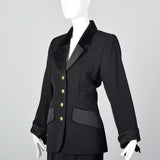 Yves Saint Laurent Rive Gauche Black Skirt Suit with Velvet Trim