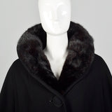 Large 1950s Black Mink Fur Collar Coat