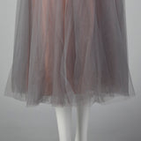 1950s Gray and Pink Mesh Dress with Faux Flower Bust