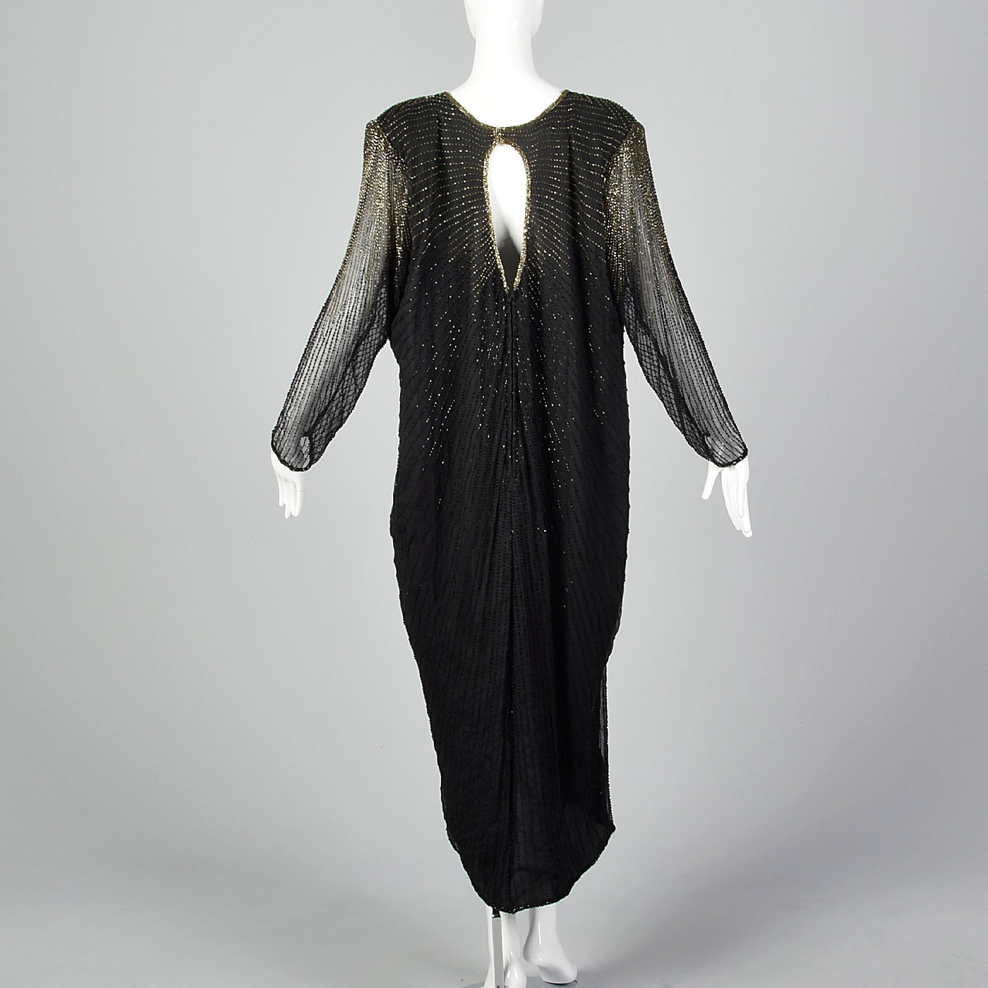 1980s Black Beaded Dress