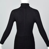 1970s Marni Knits Tight Black Turtleneck Dress