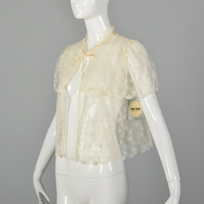 XS Miss Dior Christian Dior 1980s Lace Bed Jacket