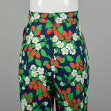 XL 1970s Novelty Print Pants Deadstock Wide Leg High Waist Strawberry Print