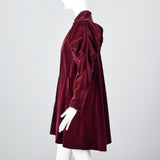 1940s Burgundy Velvet Coat with Mutton Sleeves
