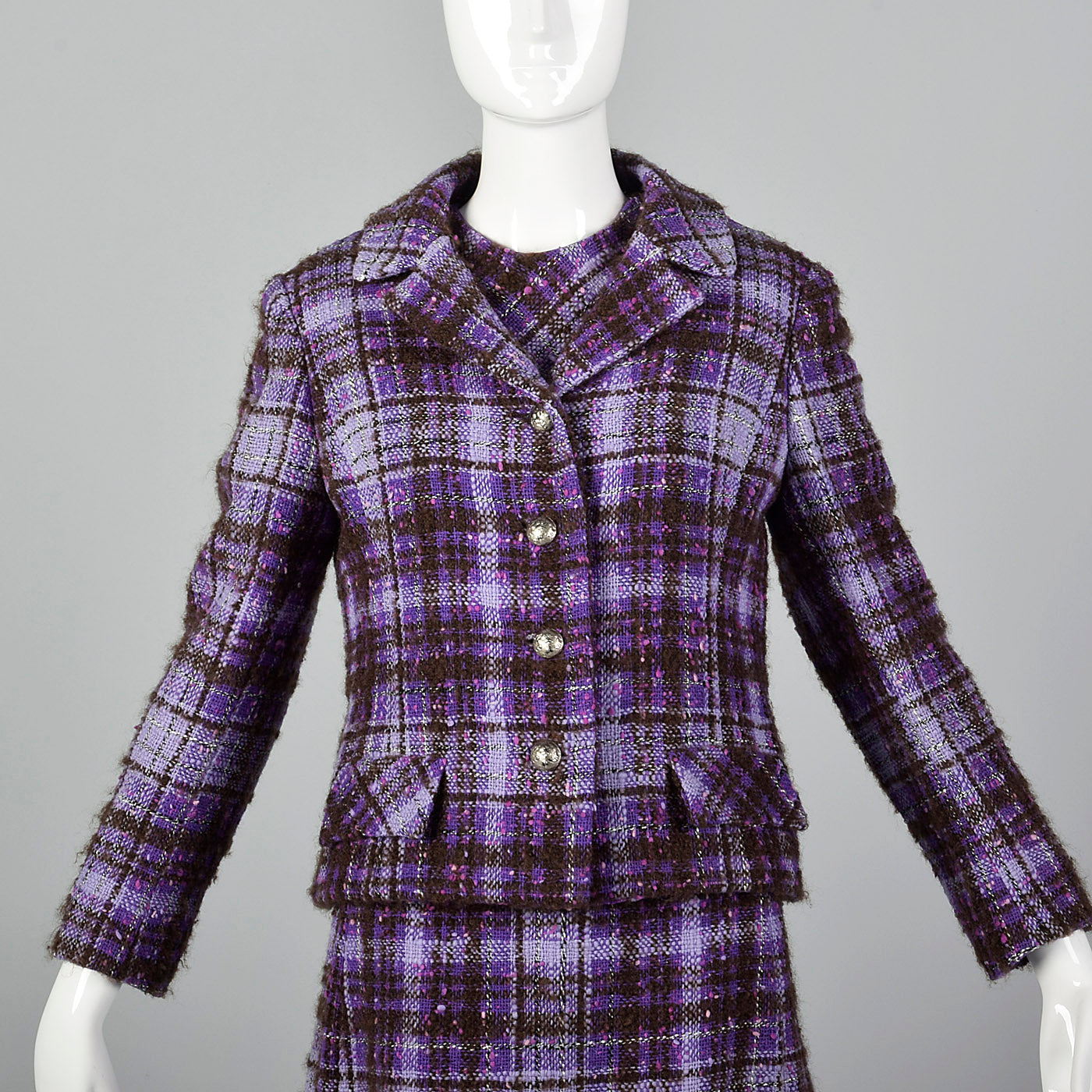 1960s Purple Tweed Dress Set