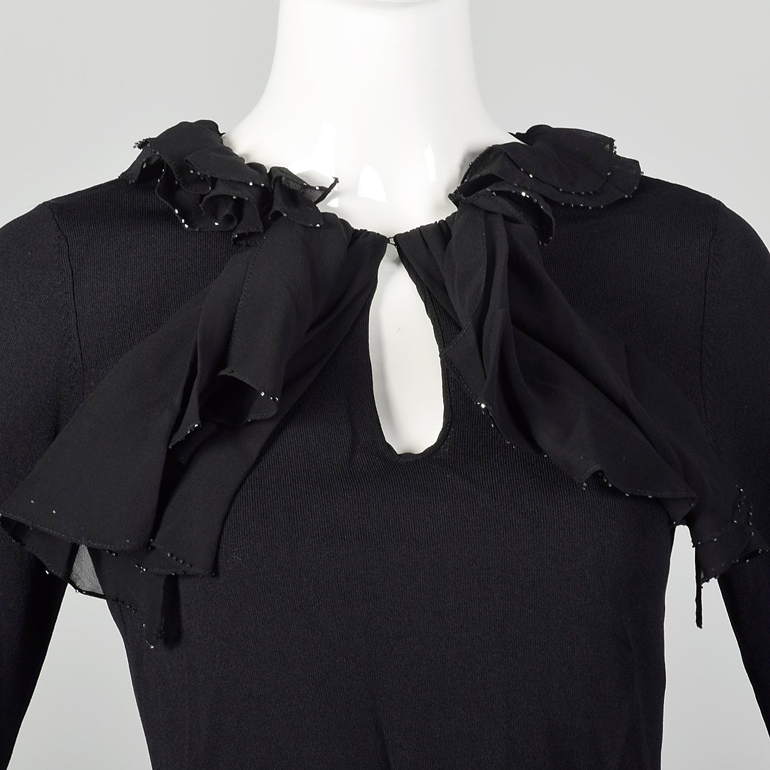 XS Black Long Sleeve Silk Knit Top