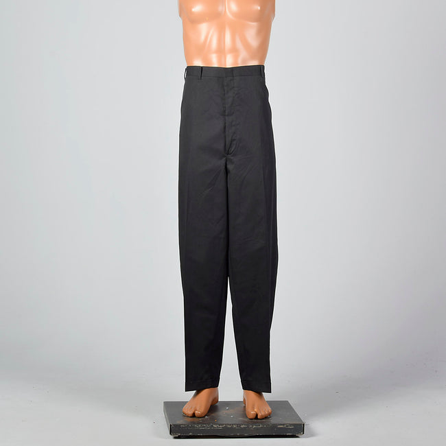 1960s Black Flat Front Cuffed Pants
