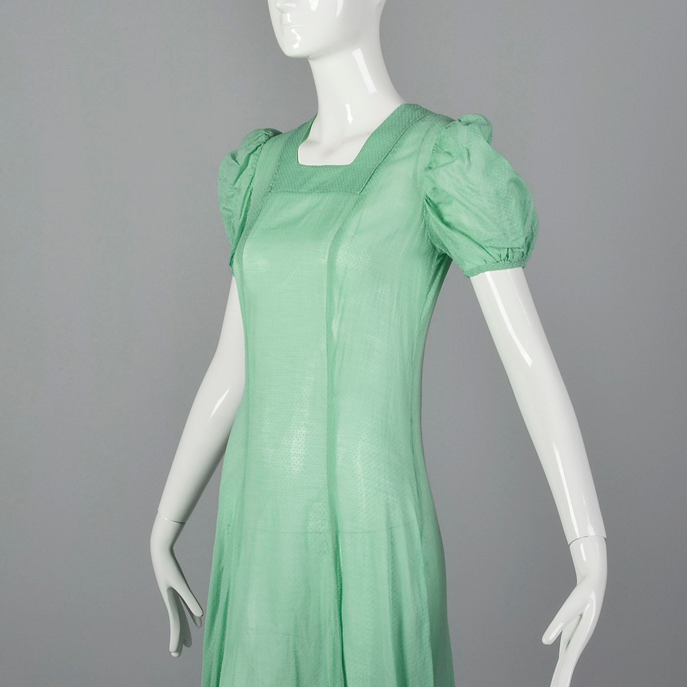 1930s Sheer Green Dress with Swiss Dots Style & Salvage 1930s Sheer Green Dress with Swiss Dots Style & Salvage