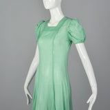 1930s Sheer Green Dress with Swiss Dots
