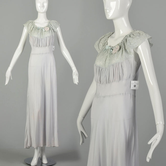 Medium 1940s Rayon Vintage Nightgown Boudoir Lingerie