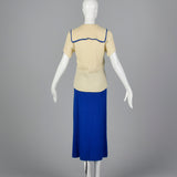 1940s Nautical-Style Two Piece Knit Outfit
