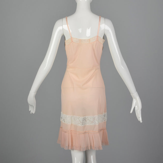1950s Peach Slip with Pleated Hem