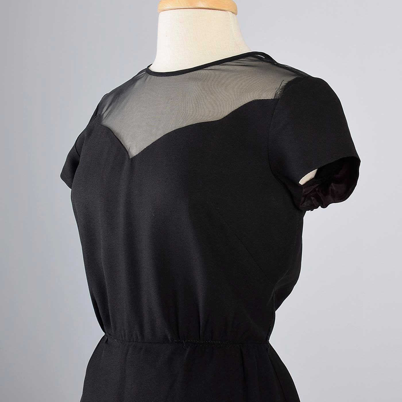 1960s Little Black Dress with Sheer Chiffon Shoulders