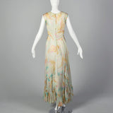 Medium 1970s Ferdinando Sarmi Gown Watercolor Print Evening Formal