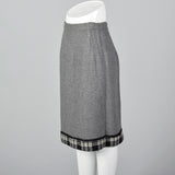 1950s Reversible Pencil Skirt in Gray and Black Plaid