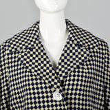 1950s Navy Blue and White Check Jacket