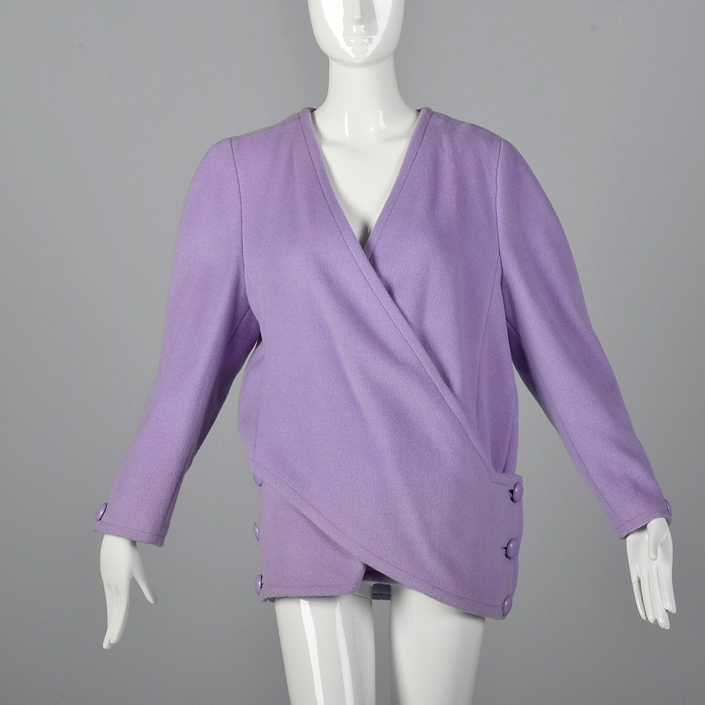 1980s Bernard Perris Lavender Wrap Coat